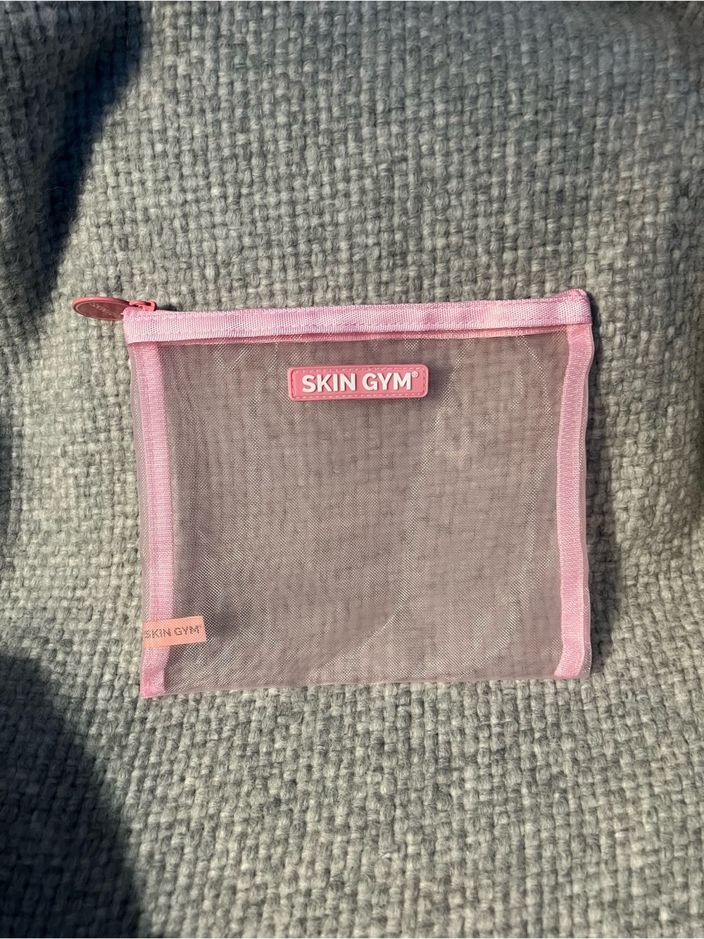 SKIN GYM Pink Mesh Cosmetic Bag / Pencil Case